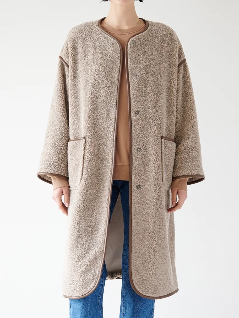 Velvet By Jenny Graham Women M Taupe Greenwich Faux Sherpa Long Coat NWT
